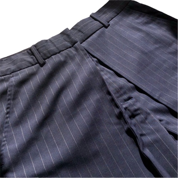 Jean Paul Gaultier dark navy pinstriped knee length pants - Picture 3 of 10